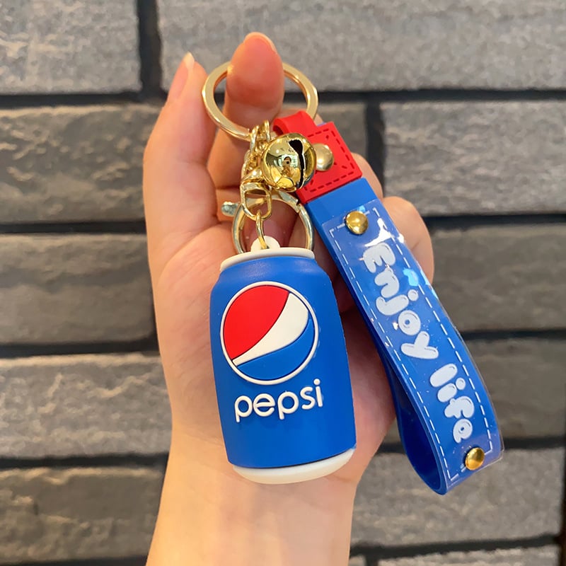 Breloc 3D din silicon cu Pepsi, Coca‑Cola și Sprite – pandantiv pentru mașină și geantă, cadou mic