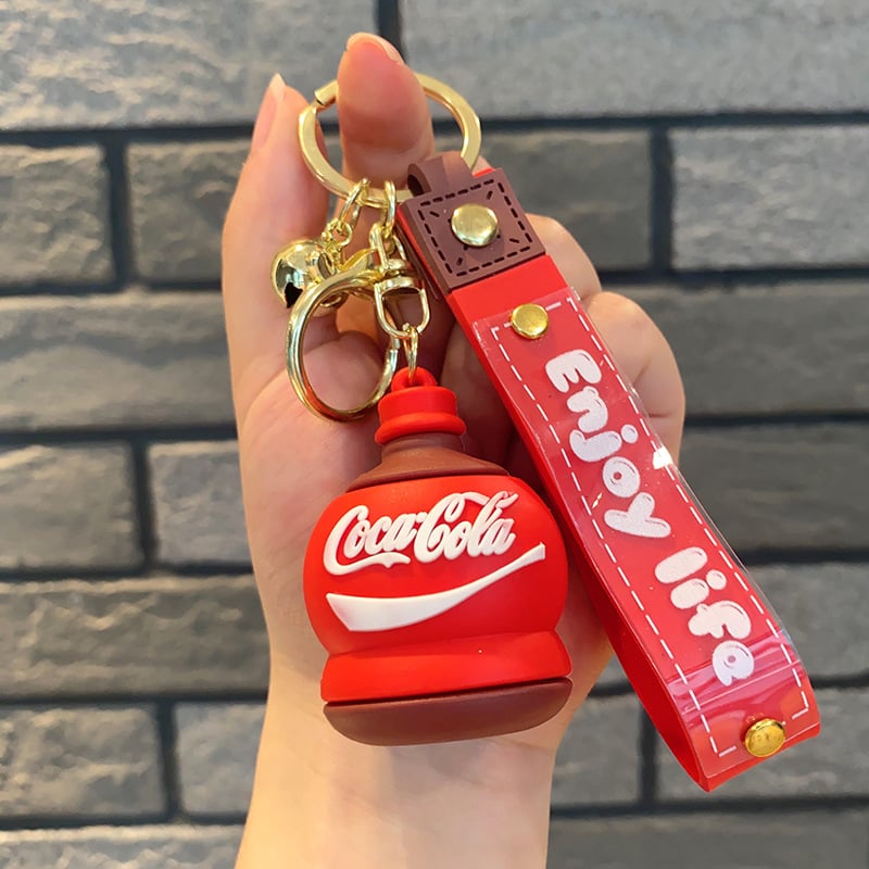 Breloc 3D din silicon cu Pepsi, Coca‑Cola și Sprite – pandantiv pentru mașină și geantă, cadou mic