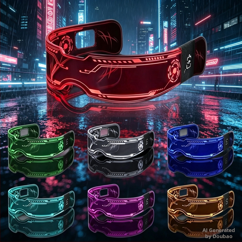 Viacfarebné LED svietiace okuliare Cyberpunk – rekvizity na párty a koncerty