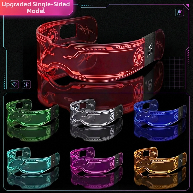 Viacfarebné LED svietiace okuliare Cyberpunk – rekvizity na párty a koncerty