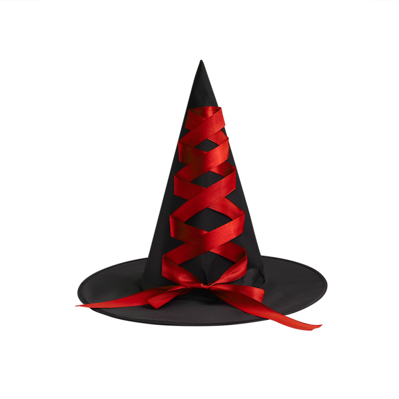 Sötét stílusú Halloween boszorkánykalap masnival, Oxford-anyagból - kellék partyhoz és sminkhez
