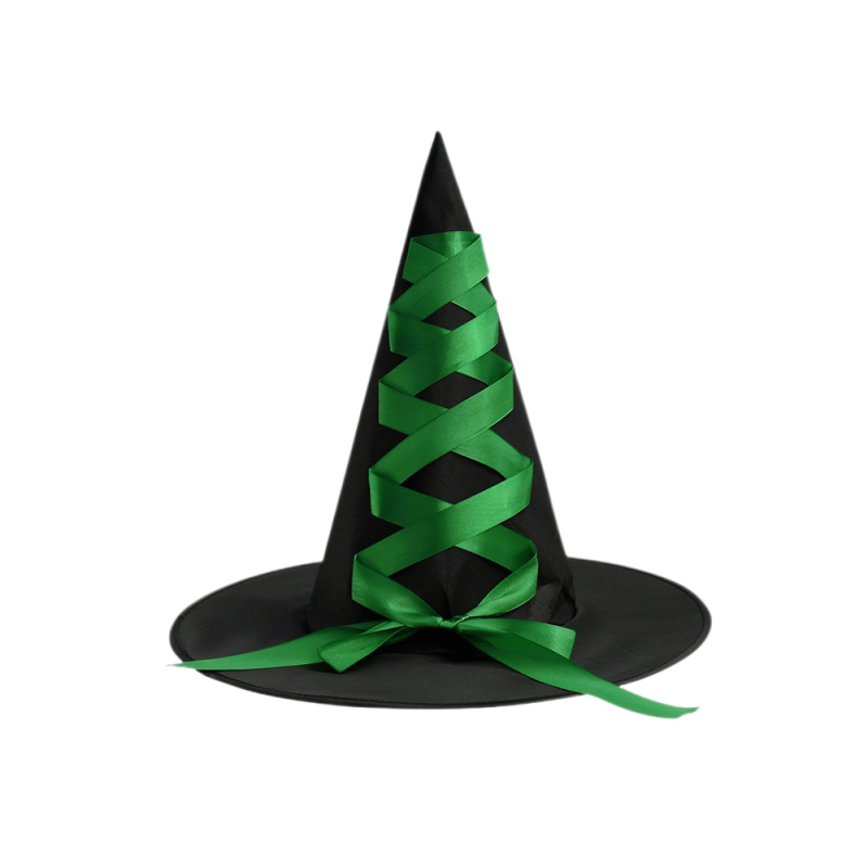 Sötét stílusú Halloween boszorkánykalap masnival, Oxford-anyagból - kellék partyhoz és sminkhez