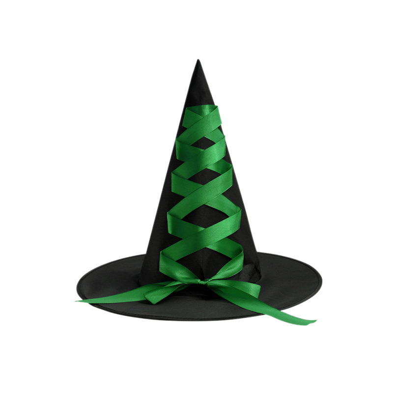 Sötét stílusú Halloween boszorkánykalap masnival, Oxford-anyagból - kellék partyhoz és sminkhez