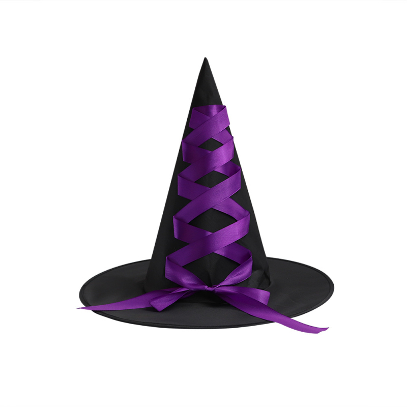 Sötét stílusú Halloween boszorkánykalap masnival, Oxford-anyagból - kellék partyhoz és sminkhez