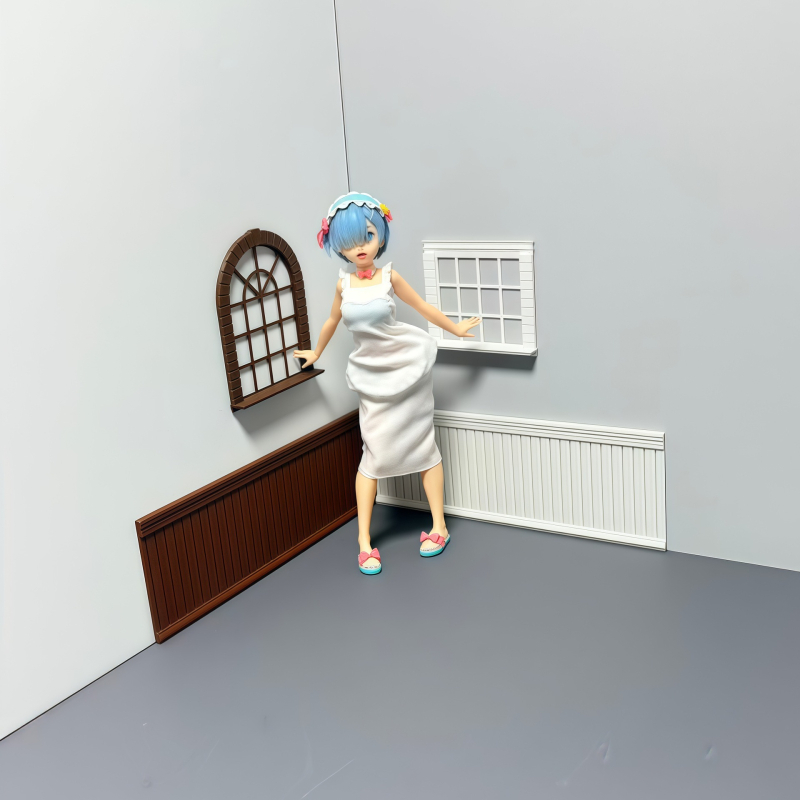 BJD babaház falpanel dekoráció, miniatűr falvédő, babaház aljzatdísz, 3D falmatrica