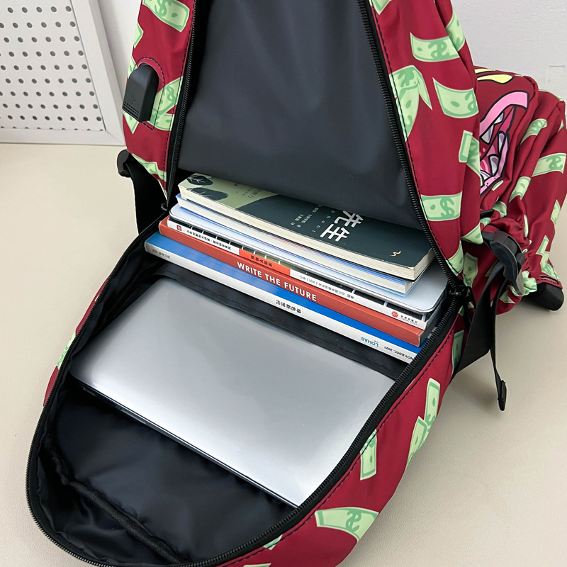 Uniszex hátizsák graffiti cápa motívummal, vízálló, mindennapi használatra, kapacitás kevesebb mint 20 L, 15 colos laptophoz