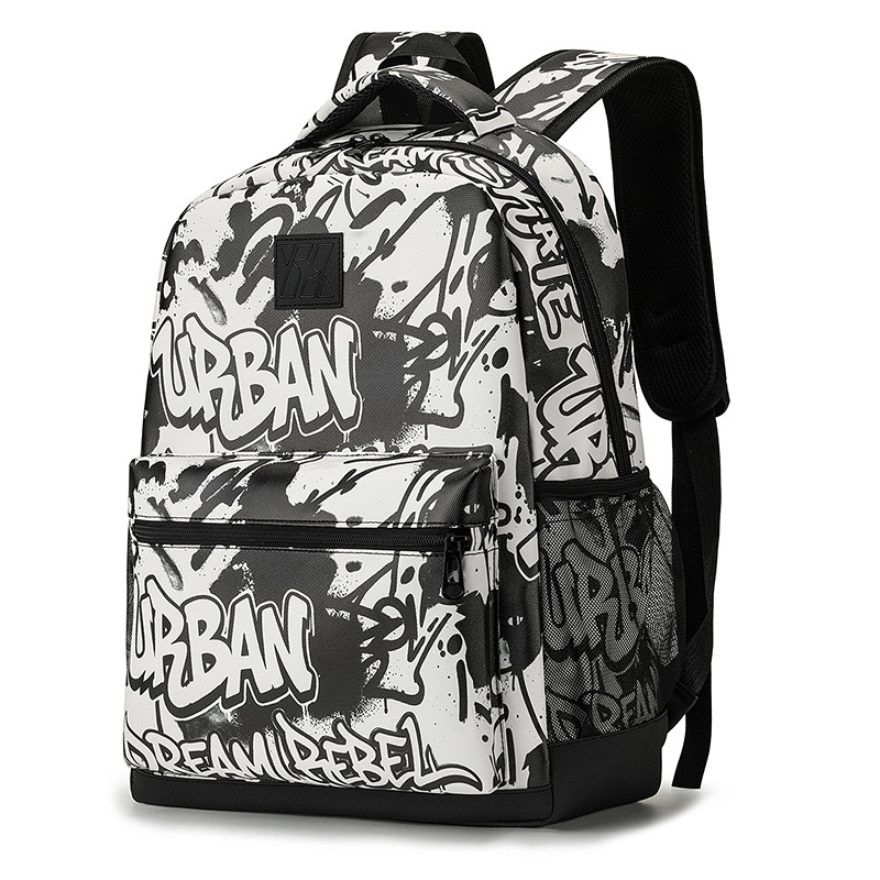Személyre szabott graffiti hátizsák, erdő-stílusú, hétköznapi egyetemistáknak szánt táska, 20–35 L kapacitás, modern és sokoldalú