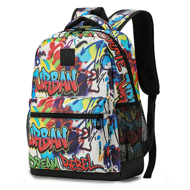 Személyre szabott graffiti hátizsák, erdő-stílusú, hétköznapi egyetemistáknak szánt táska, 20–35 L kapacitás, modern és sokoldalú