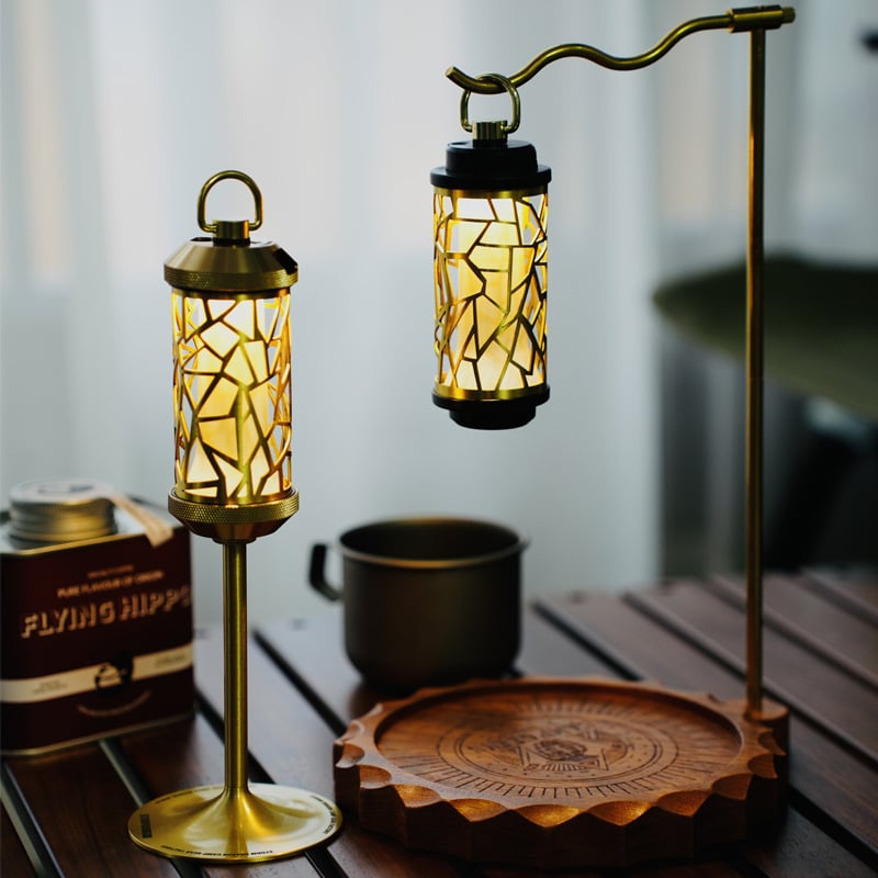 Kültéri kempinglámpa sárgaréz burkolattal és 38 LED-es világítással, DIY módosítás, feliratozás nélküli változat