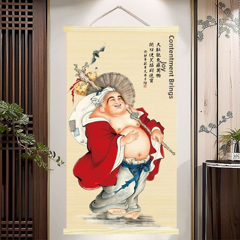 Maitreya Buddha és Bodhisattva portré – nappali falikép, Nevető Buddha, HD nyomat