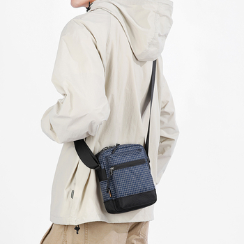 Geantă crossbody Wepower cu model în carouri, mică, utilizare zilnică, unisex, din nylon