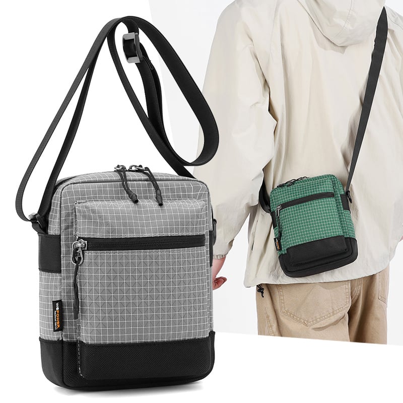 Geantă crossbody Wepower cu model în carouri, mică, utilizare zilnică, unisex, din nylon