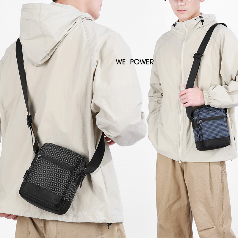Geantă crossbody Wepower cu model în carouri, mică, utilizare zilnică, unisex, din nylon