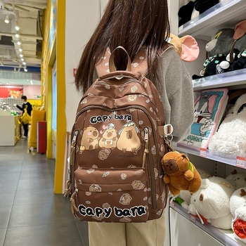 Kapibara hátizsák, nagy kapacitás, iskolai használatra, aranyos anime-stílusú dizájn, két vállpánt