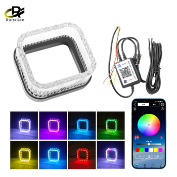 5D Angel Eye négyszögletes integrált fedél Bluetooth-alkalmazásvezérléssel, lencse-lámpa és dekoratív téglalap alakú fényszóró