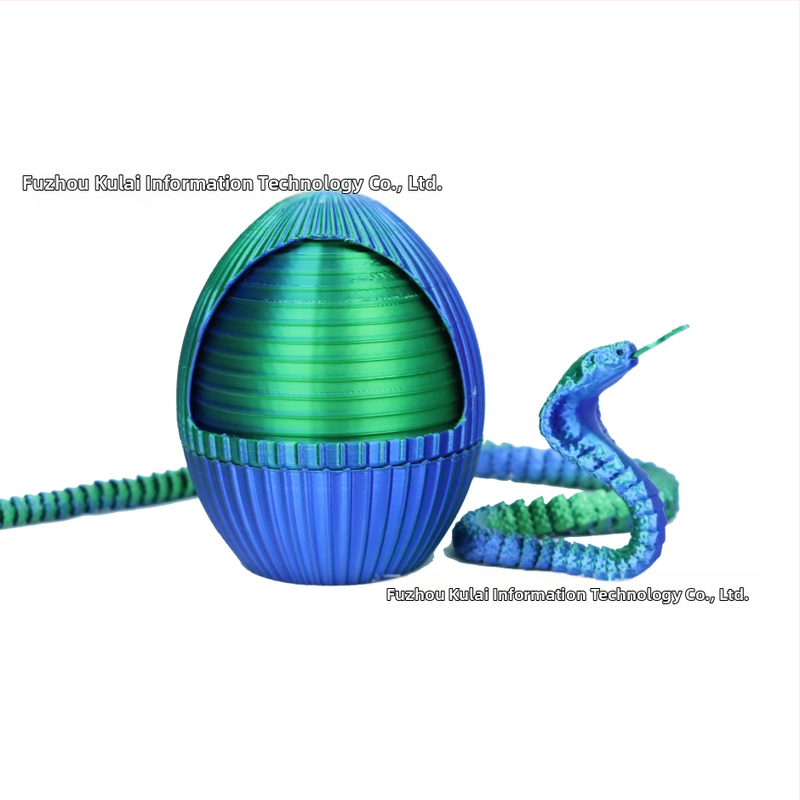 3D εκτυπωμένο φίδι με αυγό-γρανάζι και πλήρως κινητές αρθρώσεις — φιγούρα φιδιού, μοντέρνο διακοσμητικό γραφείου