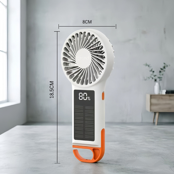USB újratölthető mini ventilátor, erős légáram, halk, digitális kijelző, kézi napelemes ventilátor lámpával, testre szabható