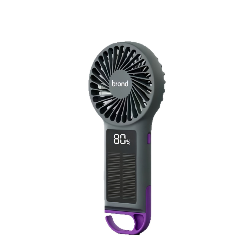 USB újratölthető mini ventilátor, erős légáram, halk, digitális kijelző, kézi napelemes ventilátor lámpával, testre szabható