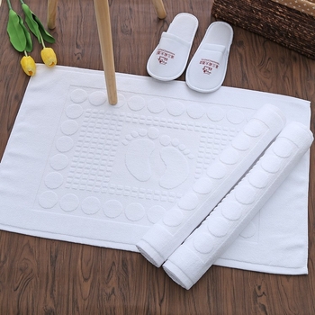 Szállodai és vendégházi padlótörlő pamut, jacquard egyszínű, 21 szálas, extralarge és vastag, nedvszívó fehér