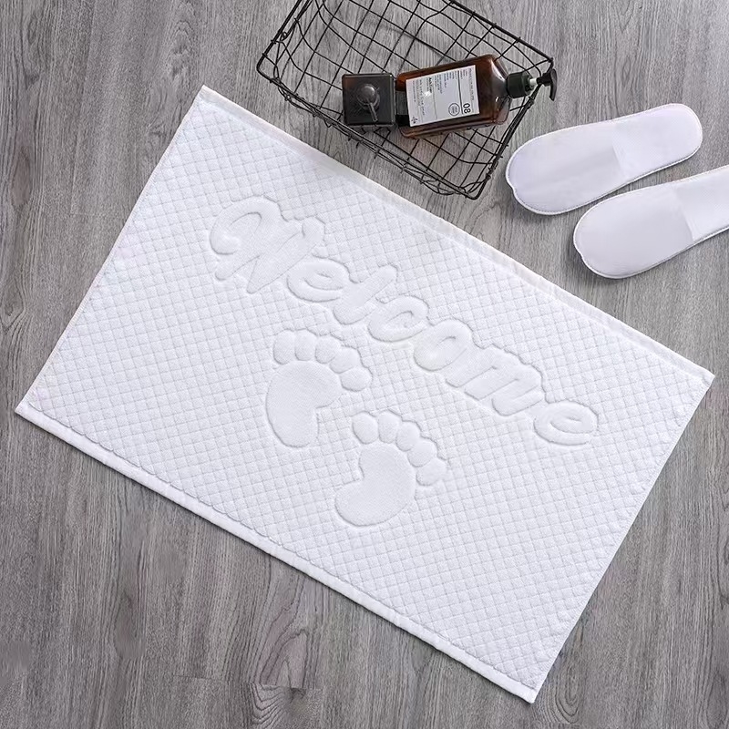 Szállodai és vendégházi padlótörlő pamut, jacquard egyszínű, 21 szálas, extralarge és vastag, nedvszívó fehér