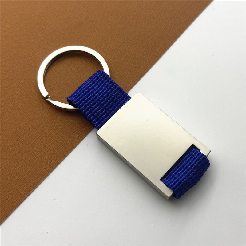 Breloc metalic dreptunghiular, curea din material textil, logo gravat cu laser, accesoriu cadou în stil național