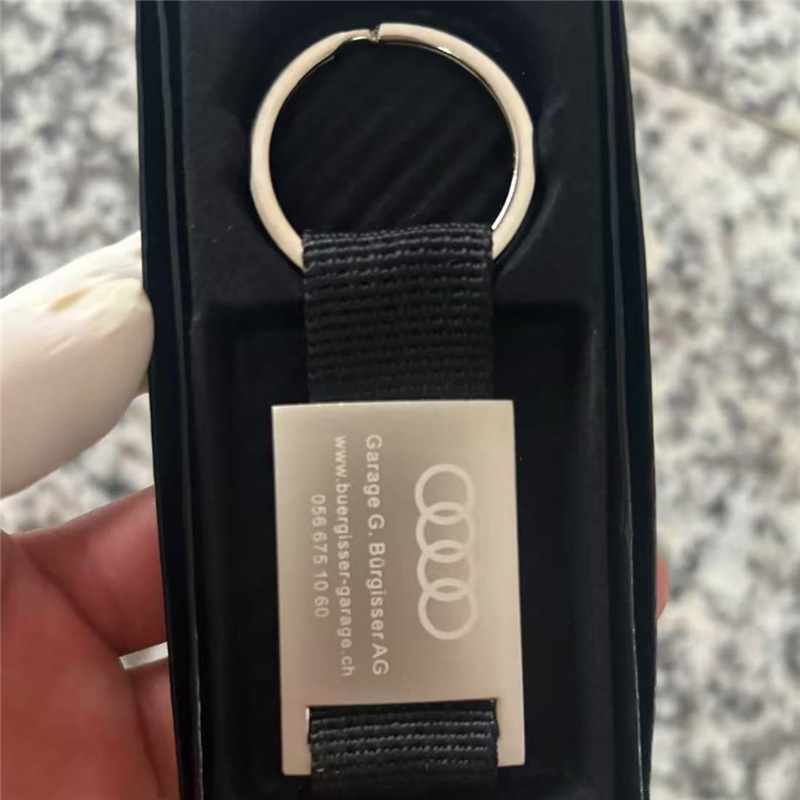 Breloc metalic dreptunghiular, curea din material textil, logo gravat cu laser, accesoriu cadou în stil național
