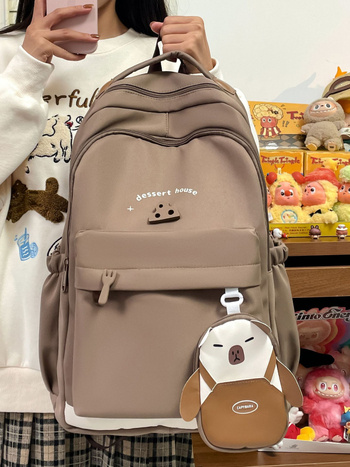 Japán stílusú pasztell macaron színű hátizsák, aranyos capybara-dizájnnal, középiskolások számára; iskolai táska nylonból, lélegző és kopásálló, anime mintázat