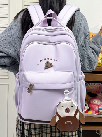 Japán stílusú pasztell macaron színű hátizsák, aranyos capybara-dizájnnal, középiskolások számára; iskolai táska nylonból, lélegző és kopásálló, anime mintázat