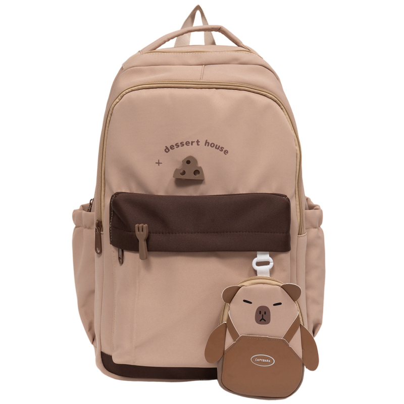 Japán stílusú pasztell macaron színű hátizsák, aranyos capybara-dizájnnal, középiskolások számára; iskolai táska nylonból, lélegző és kopásálló, anime mintázat