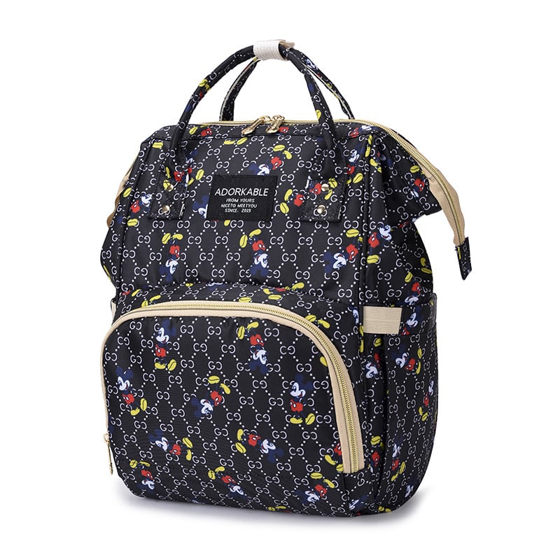 Geantă pentru mamă cu model Mickey, geantă nouă pentru bebeluți 2026, rucsac la modă pentru mamă cu compartimente pentru biberoane și scutece
