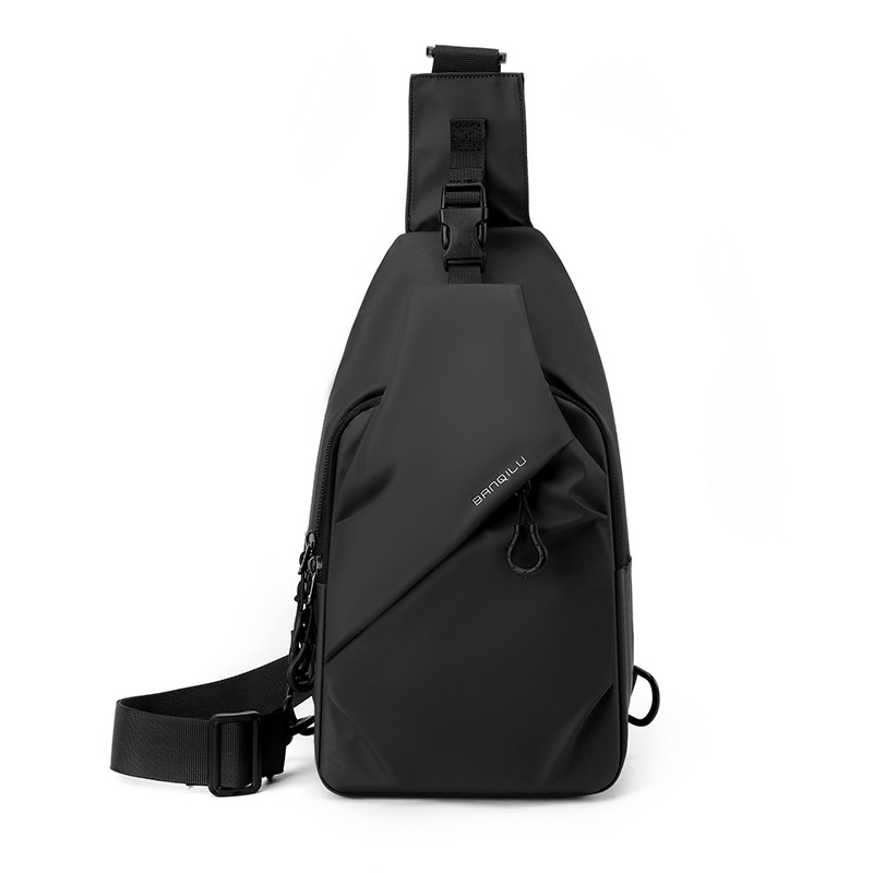 Geantă de piept din nylon, curea crossbody, capacitate mare, impermeabilă, pentru naveta zilnică, stil urban, încape un laptop de 9 inci.