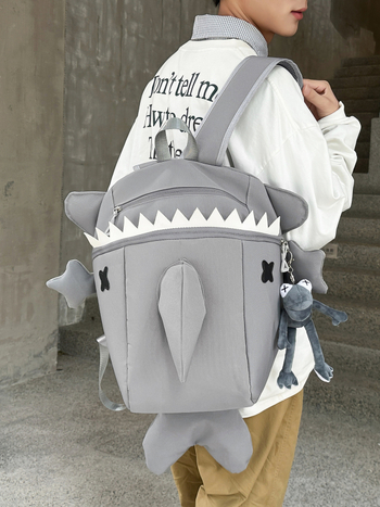 Cápa alakú hátizsák, uniszex, nylon, modern design, egyedi stílus, 20–35 liter