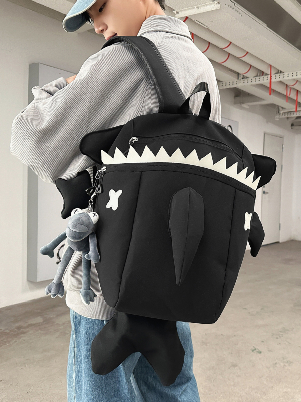 Cápa alakú hátizsák, uniszex, nylon, modern design, egyedi stílus, 20–35 liter