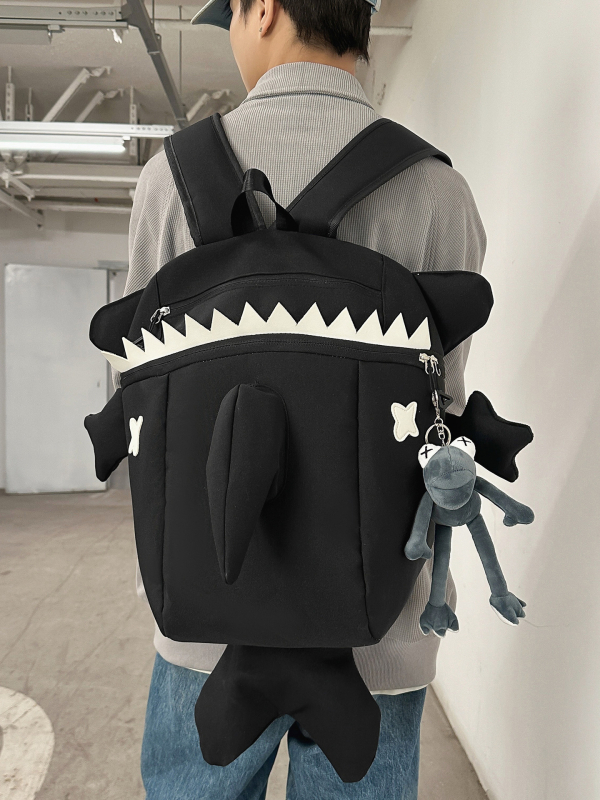 Cápa alakú hátizsák, uniszex, nylon, modern design, egyedi stílus, 20–35 liter