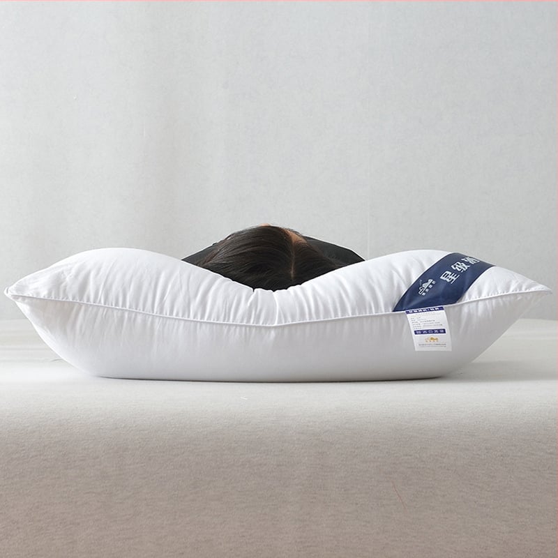 100% pamut nyaki támasztó párna, hotel-stílusú, téglalap alakú, fehér, magasság 10–15 cm, tömeg 0,55–1,0 kg, egy személyre
