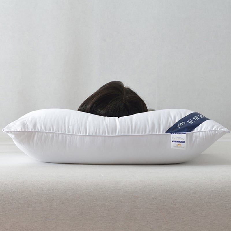 100% pamut nyaki támasztó párna, hotel-stílusú, téglalap alakú, fehér, magasság 10–15 cm, tömeg 0,55–1,0 kg, egy személyre