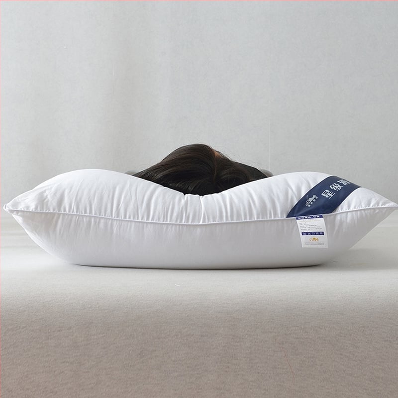 100% pamut nyaki támasztó párna, hotel-stílusú, téglalap alakú, fehér, magasság 10–15 cm, tömeg 0,55–1,0 kg, egy személyre