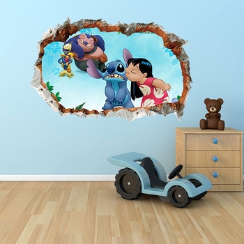 Stitch crtani PVC zidna naljepnica za dječju sobu, samoljepljiva dekorativna naljepnica, poster T197