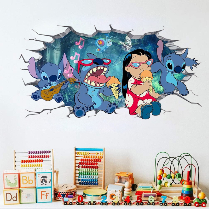 Stitch crtani PVC zidna naljepnica za dječju sobu, samoljepljiva dekorativna naljepnica, poster T197