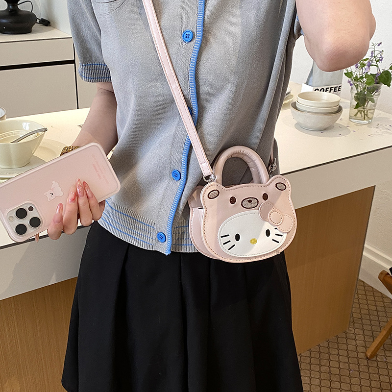 Koreai stílusú gyerek táska édes rajzfilm mintával, váll- és crossbody pánttal lányoknak