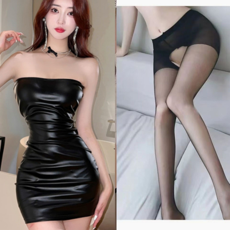 PU bőrhatású váll nélküli bodycon ruha, karcsúsító fazon, 2026 nyári kollekció