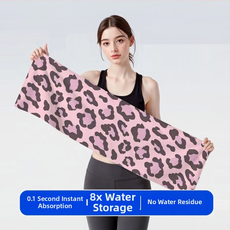 Športový uterák z mikrovlákna s leopardím vzorom, rýchloschnúci, odvádzajúci pot, na beh a tréning, unisex