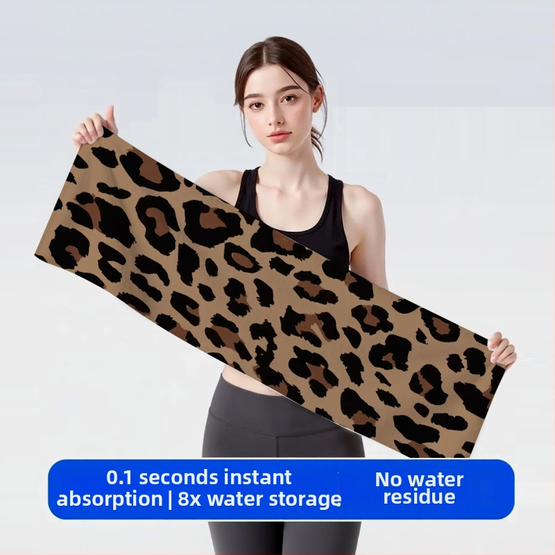 Športový uterák z mikrovlákna s leopardím vzorom, rýchloschnúci, odvádzajúci pot, na beh a tréning, unisex