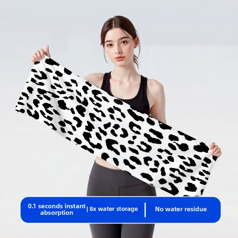 Športový uterák z mikrovlákna s leopardím vzorom, rýchloschnúci, odvádzajúci pot, na beh a tréning, unisex