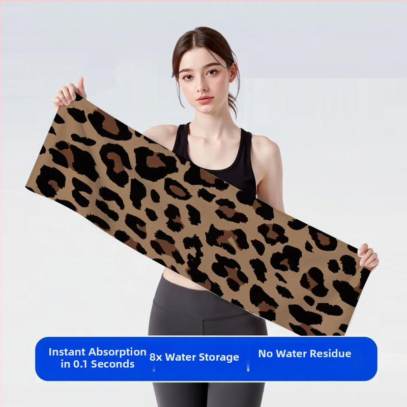 Športový uterák z mikrovlákna s leopardím vzorom, rýchloschnúci, odvádzajúci pot, na beh a tréning, unisex