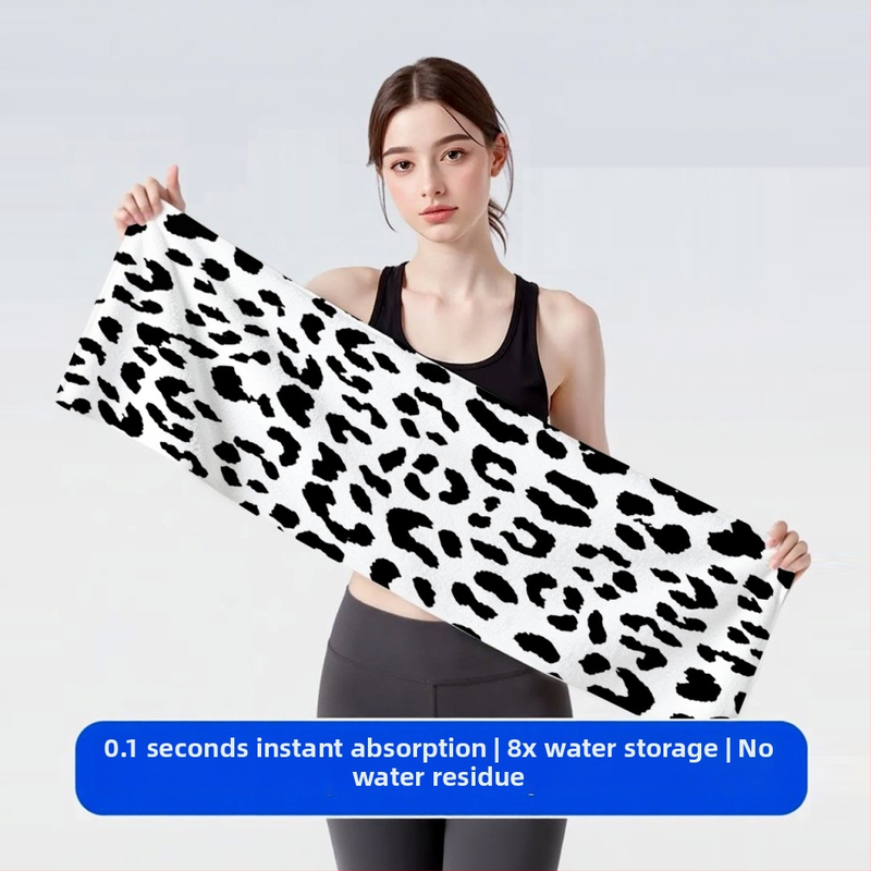 Športový uterák z mikrovlákna s leopardím vzorom, rýchloschnúci, odvádzajúci pot, na beh a tréning, unisex