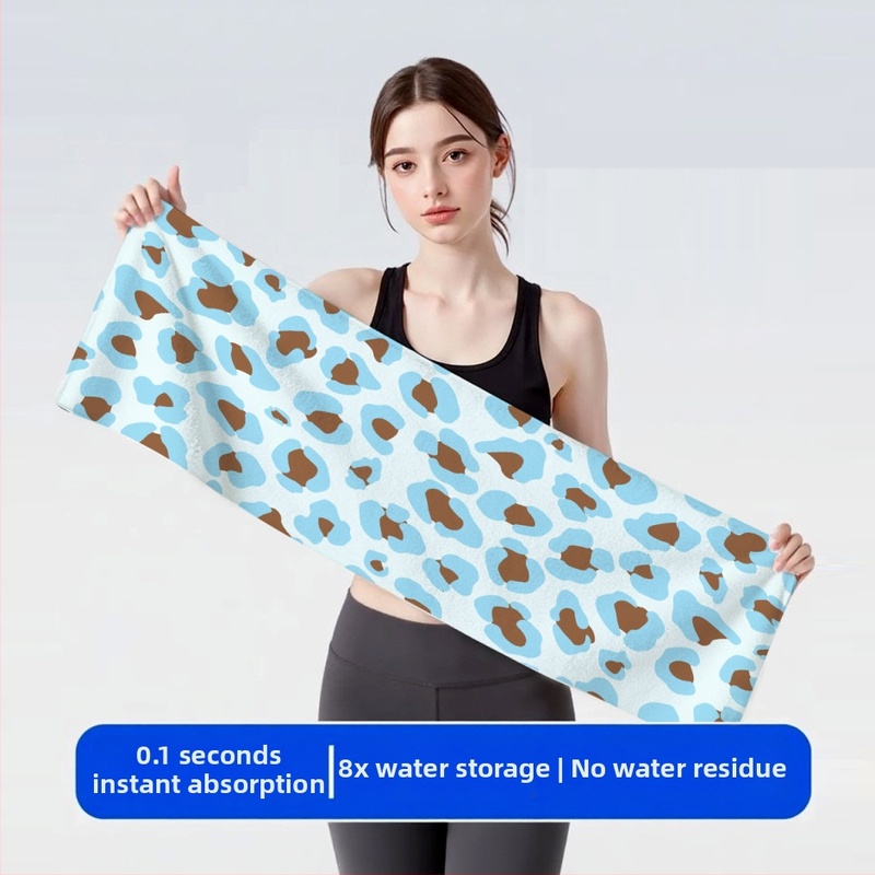 Športový uterák z mikrovlákna s leopardím vzorom, rýchloschnúci, odvádzajúci pot, na beh a tréning, unisex