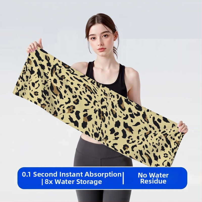 Športový uterák z mikrovlákna s leopardím vzorom, rýchloschnúci, odvádzajúci pot, na beh a tréning, unisex