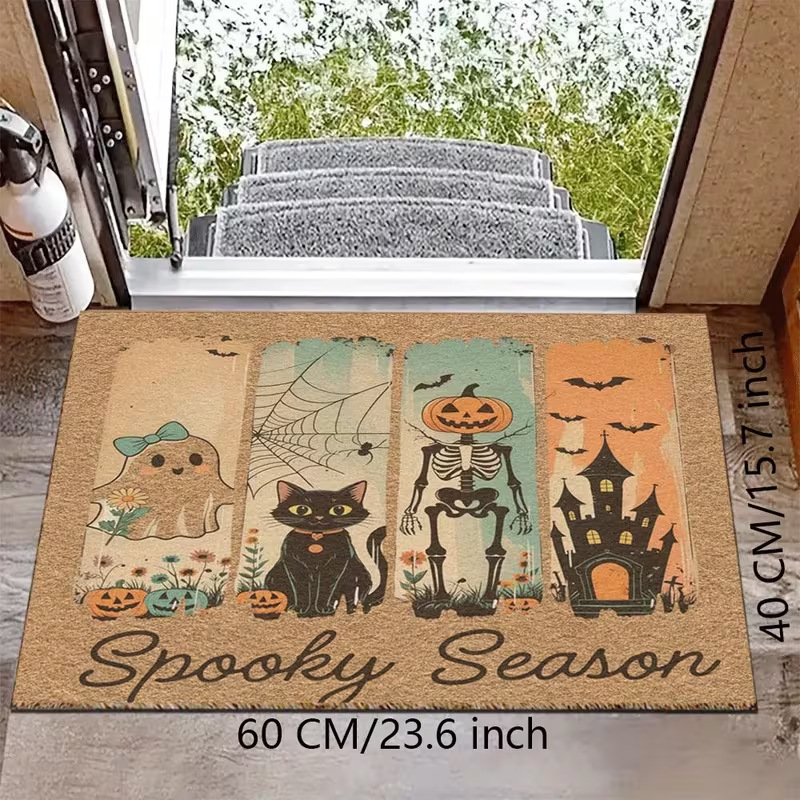 Személyre szabható bejárati szőnyeg Silk Circle anyagból, macskás mintával, bel- és kültéri használatra, csúszásmentes, karcolásálló