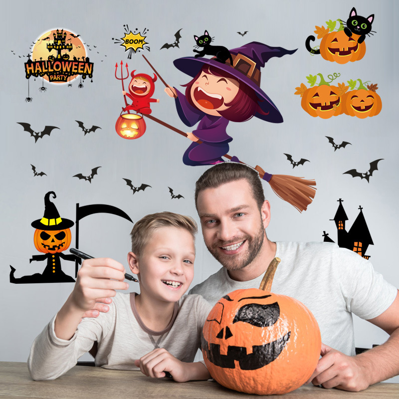 Halloween naljepnice za prozore: dizajni s bundevom, paukom i duhom, uklonjive, pogodne za zabave